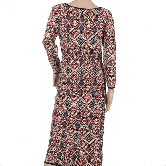 Dina Be Long Sleeve Geometric Print Dress Medium - Picture 6 of 9
